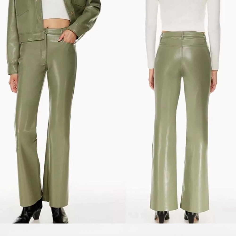 Aritzia Green Leather Pants